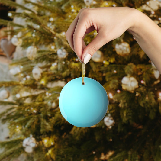 Uranus glass Christmas ornament, solar system planet, view 4