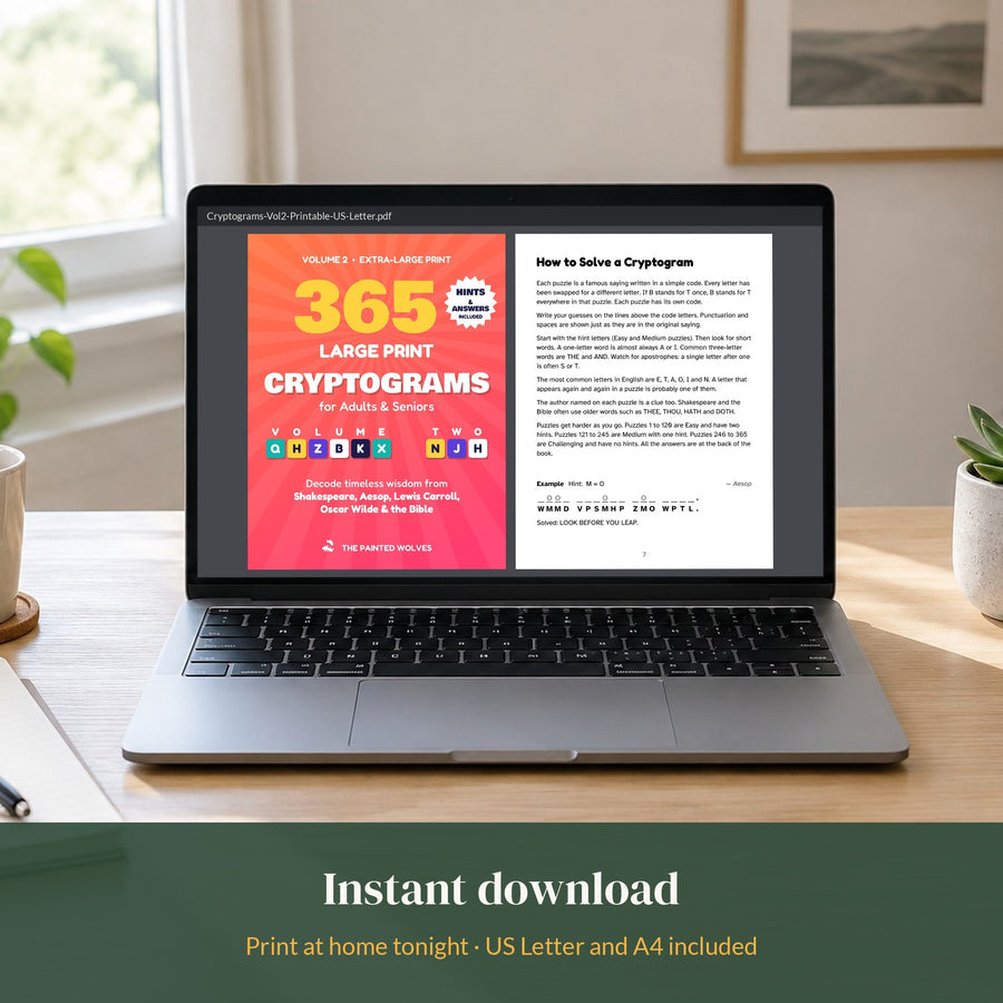 Instant download: Volume 2 PDF cover and how-to page open on a laptop