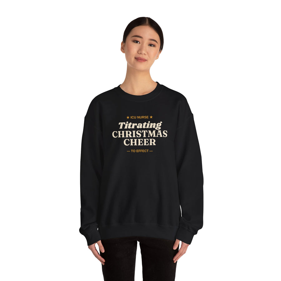 Model in the Black ICU nurse Christmas crewneck