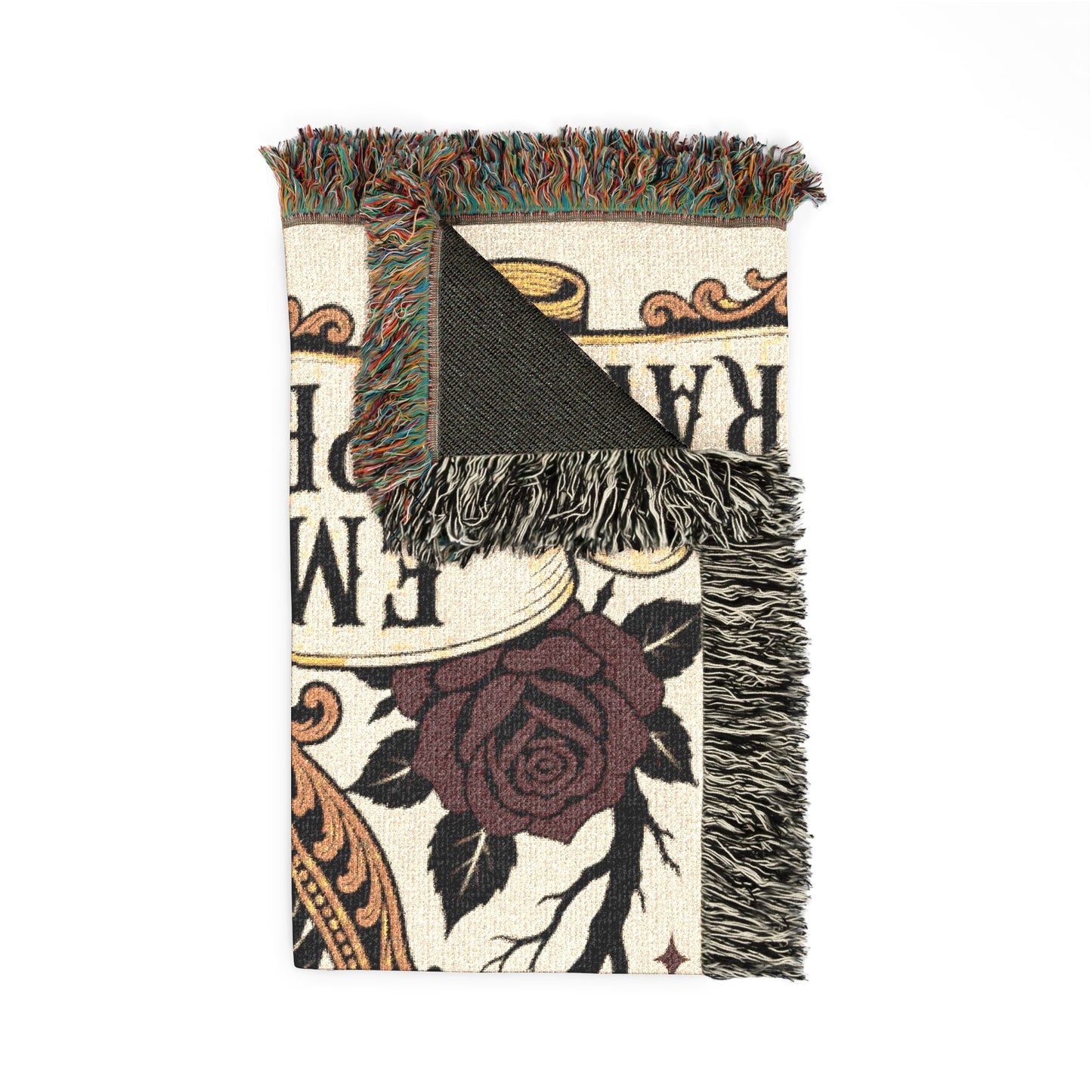 The "Emotional Support Raven" Woven Blanket | Gothic Tarot-Style Cotton Throw & Wall Tapestry