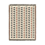Fringed edge detail on the Fair Isle neutral Halloween woven blanket