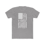 Distressed USA flag tee in light grey, flat on white
