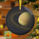 Saturn glass Christmas ornament, solar system planet, view 3
