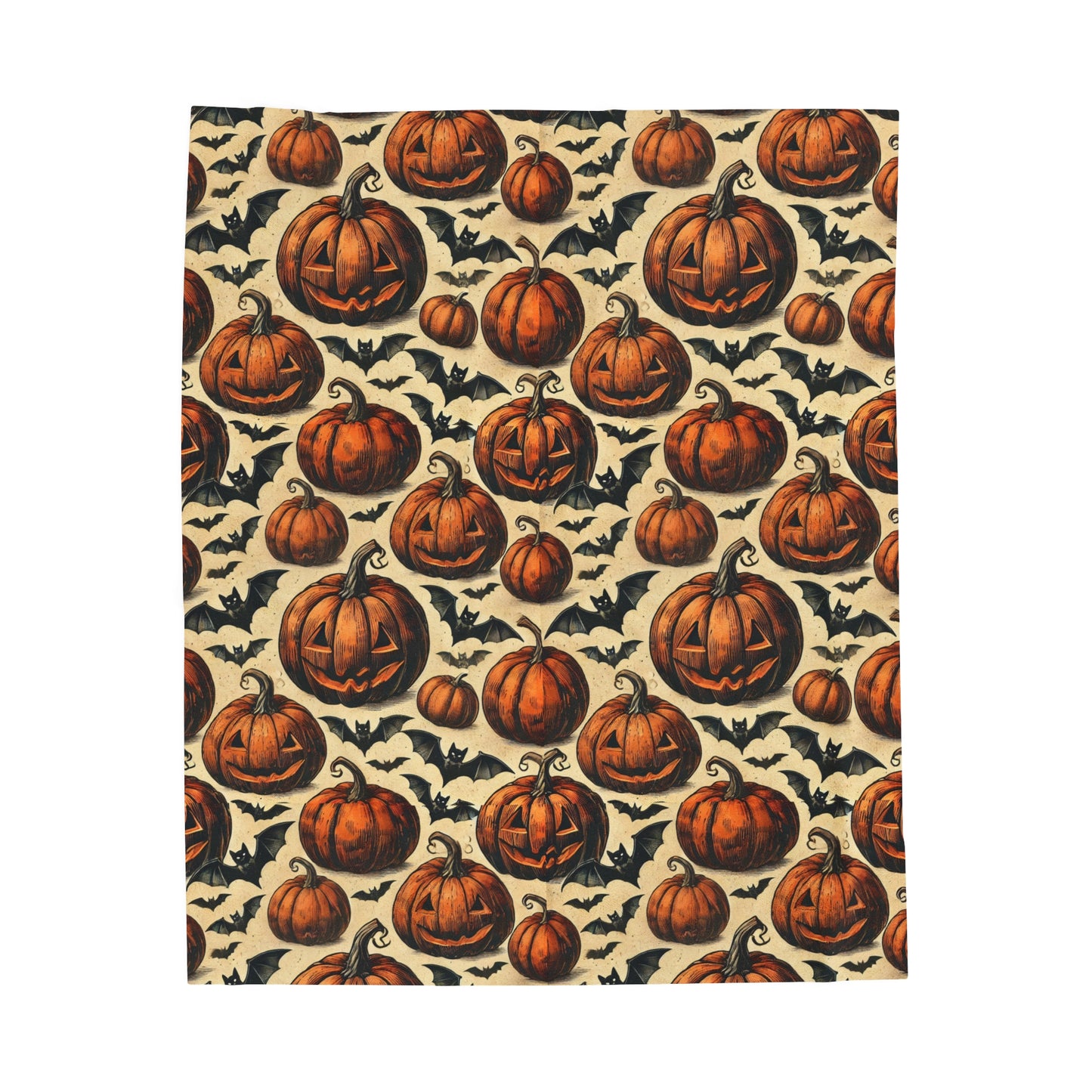 Pumpkin and Bat Blanket - Halloween Fleece Throw for Spooky Snuggles