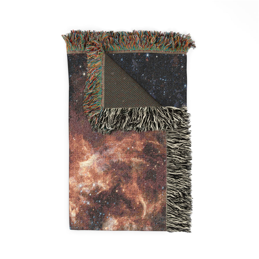 Close up of the Tarantula Nebula woven blanket weave, threads forming stars and gas clouds