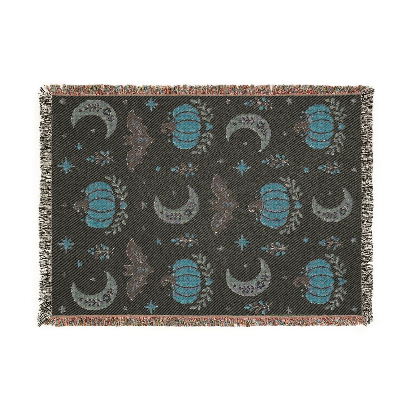 The "Subtle Spooky" Neutral Halloween Woven Blanket | Boho Fall Throw, Beige Autumn Decor