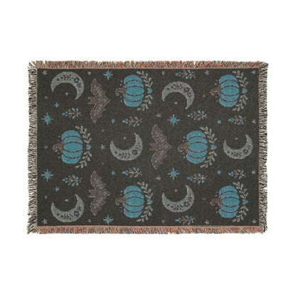 The "Subtle Spooky" Neutral Halloween Woven Blanket | Boho Fall Throw, Beige Autumn Decor