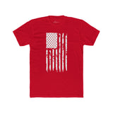 Distressed USA flag tee in red, flat on white