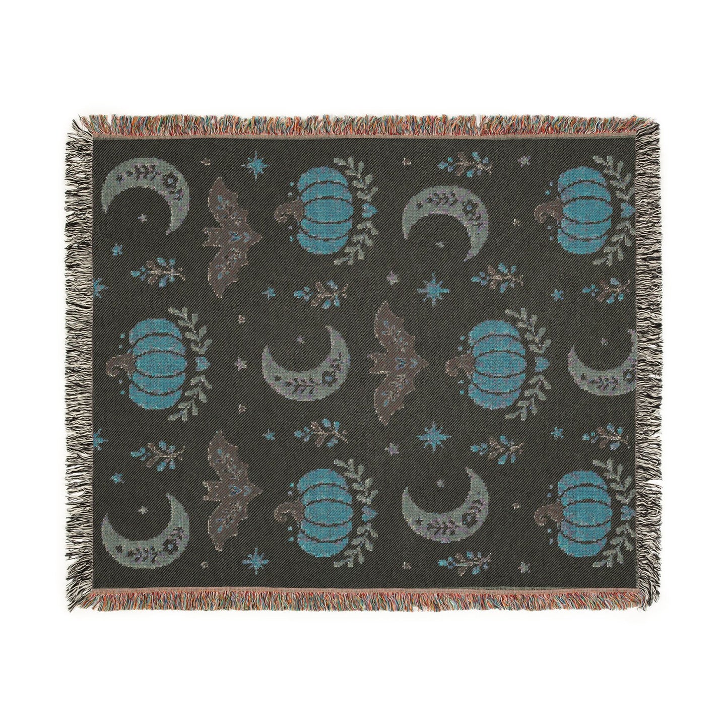 The "Subtle Spooky" Neutral Halloween Woven Blanket | Boho Fall Throw, Beige Autumn Decor