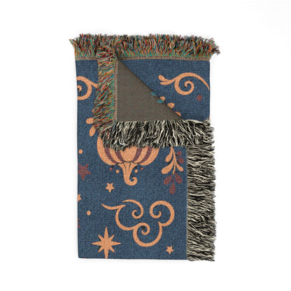 The "Cosmic Overcommitment" Whimsigoth Celestial Woven Blanket | Sun & Moon Tapestry Throw