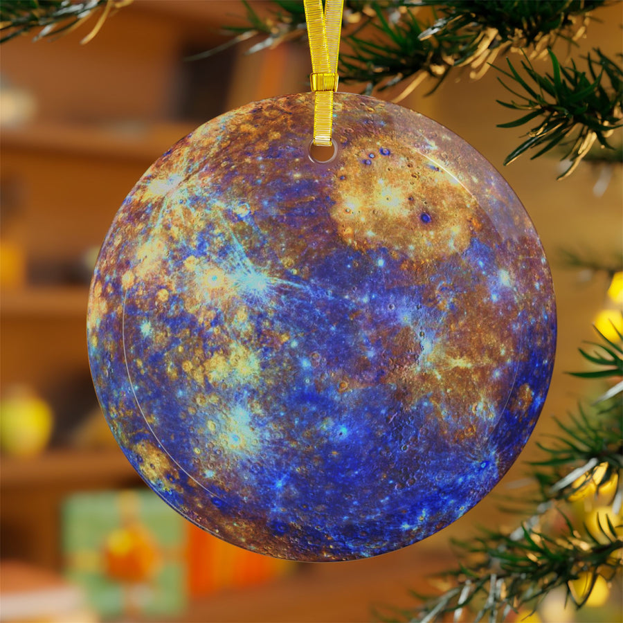 Mercury glass Christmas ornament, solar system planet, view 3