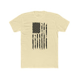 Distressed USA flag tee in solid natural cream, flat on white