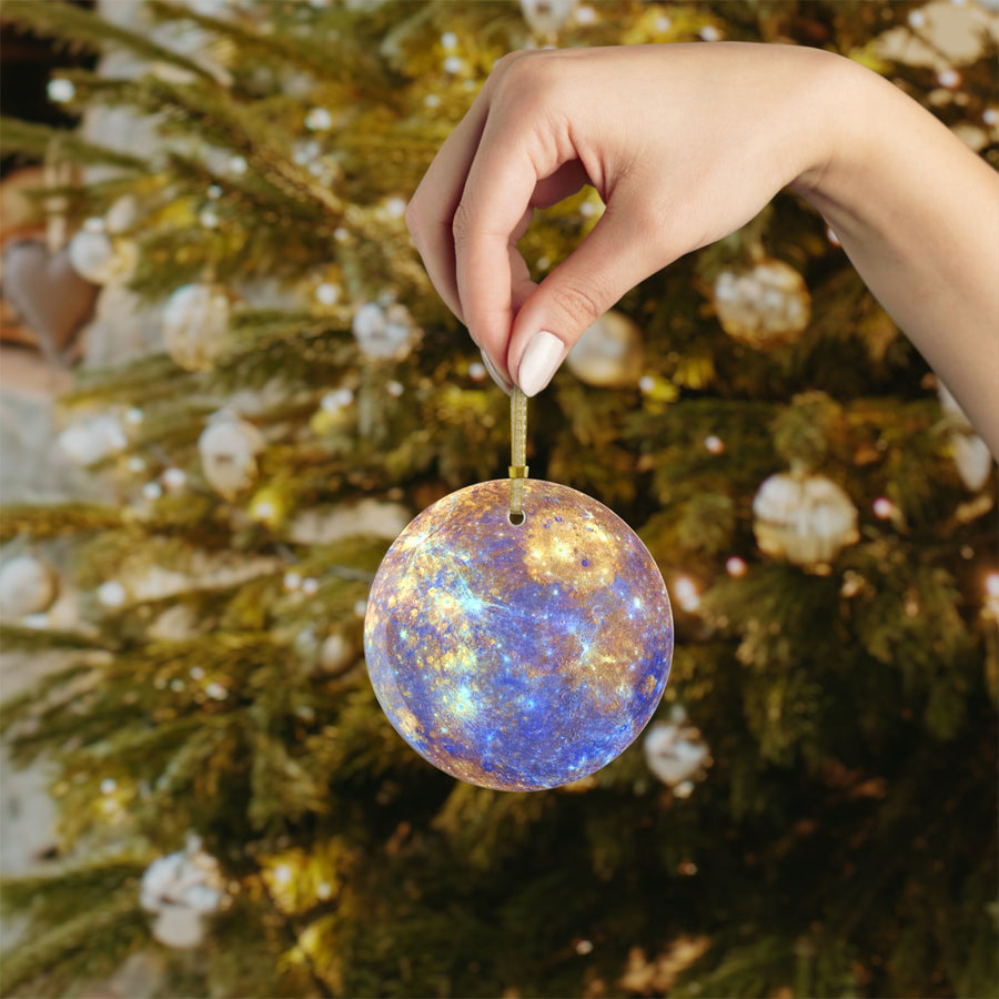 Mercury glass Christmas ornament, solar system planet, view 4