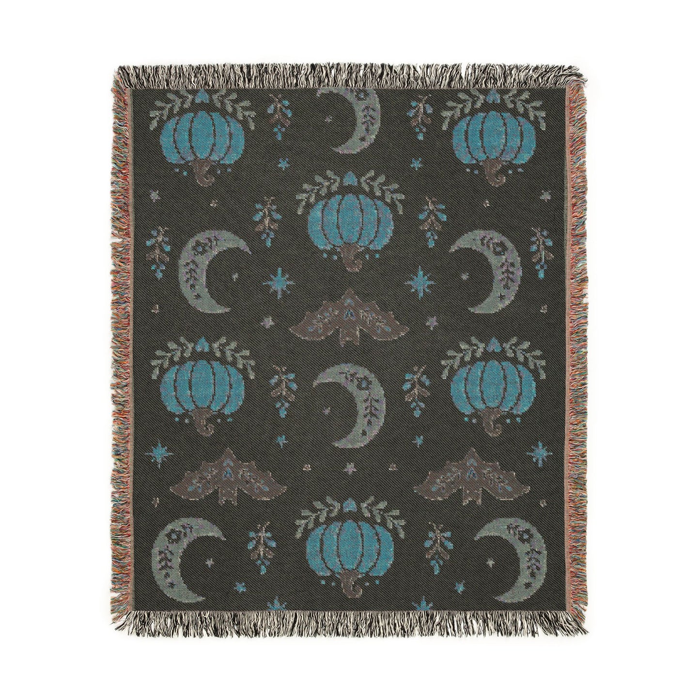 The "Subtle Spooky" Neutral Halloween Woven Blanket | Boho Fall Throw, Beige Autumn Decor