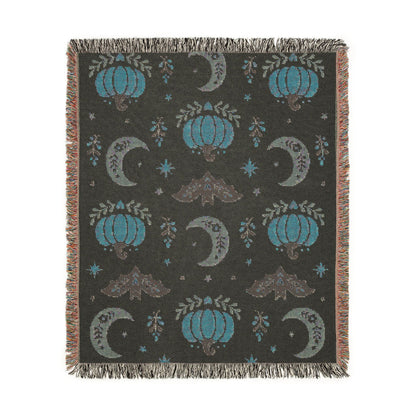 The "Subtle Spooky" Neutral Halloween Woven Blanket | Boho Fall Throw, Beige Autumn Decor