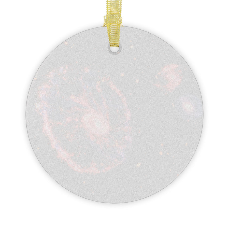 James Webb Cartwheel Galaxy glass Christmas ornament, space telescope image (view 2)