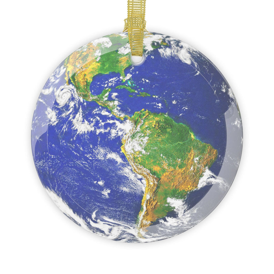 Earth glass Christmas ornament, solar system planet