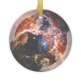 James Webb Tarantula Nebula glass Christmas ornament, space telescope image (view 1)