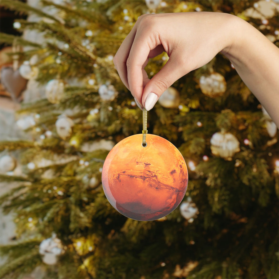 Mars glass Christmas ornament, solar system planet, view 4