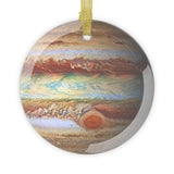 Jupiter glass Christmas ornament, solar system planet