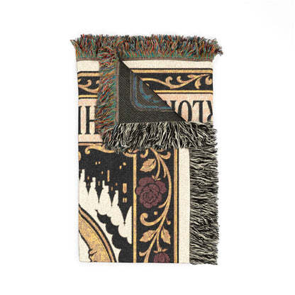 The "Overlord" Black Cat Tarot Woven Blanket | Gothic Cat Tapestry Throw, Card XIII