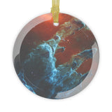 James Webb Pillars of Creation glass Christmas ornament, space telescope image (view 1)