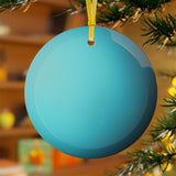 Uranus glass Christmas ornament, solar system planet, view 3