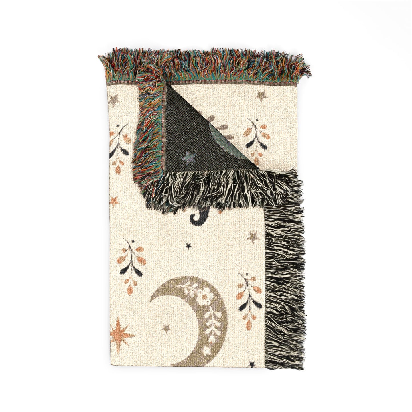 The "Subtle Spooky" Neutral Halloween Woven Blanket | Boho Fall Throw, Beige Autumn Decor