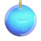 Neptune glass Christmas ornament, solar system planet