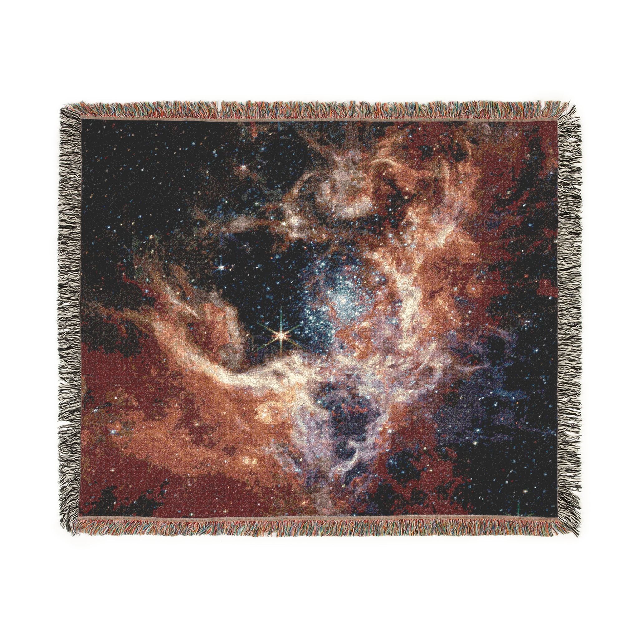 NASA James Webb Telescope Tarantula Nebula Woven Cotton Blanket & Space Tapestry