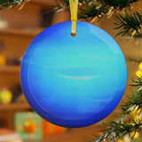 Neptune glass Christmas ornament, solar system planet, view 3