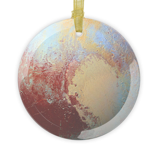 Pluto glass Christmas ornament, solar system planet