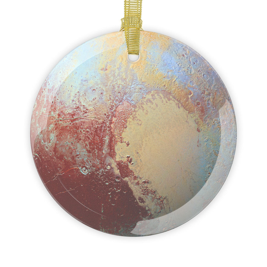 Pluto glass Christmas ornament, solar system planet