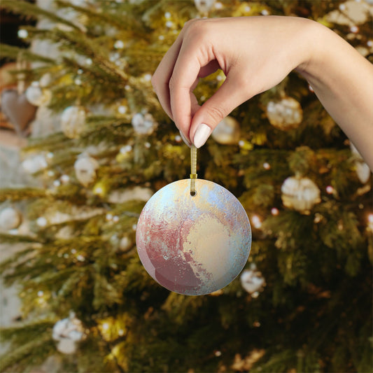 Pluto glass Christmas ornament, solar system planet, view 4