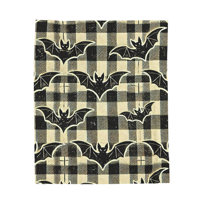 Bat Blanket Vintage Plaid Halloween Blanket