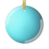 Uranus glass Christmas ornament, solar system planet