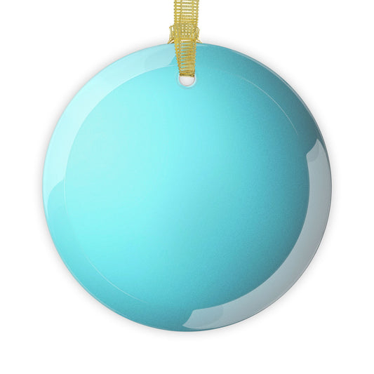 Uranus glass Christmas ornament, solar system planet