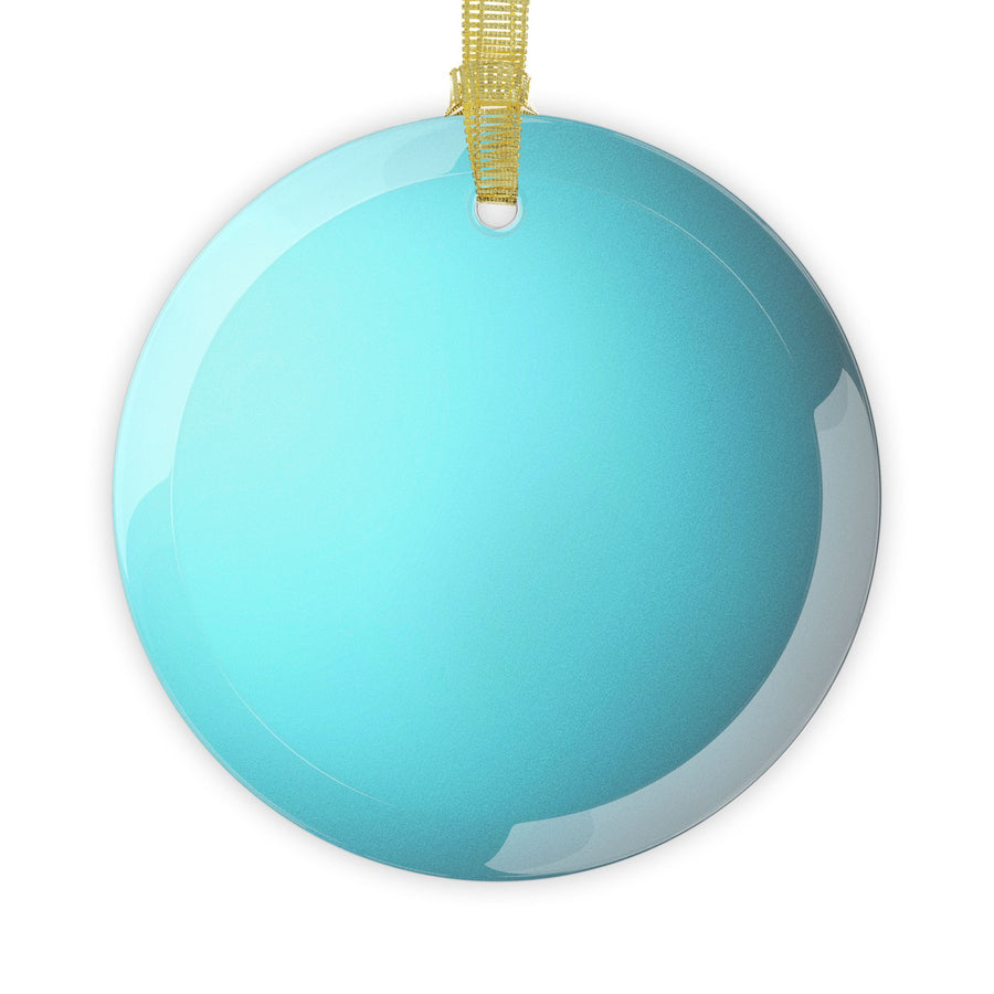 Uranus glass Christmas ornament, solar system planet