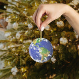 Earth glass Christmas ornament, solar system planet, view 4