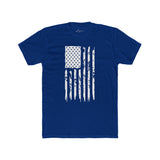 Distressed USA flag tee in royal blue, flat on white