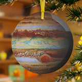 Jupiter glass Christmas ornament, solar system planet, view 3