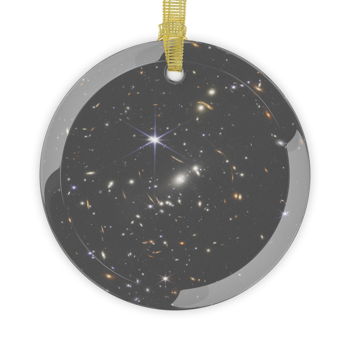 James Webb First Deep Field glass Christmas ornament, space telescope image (view 1)