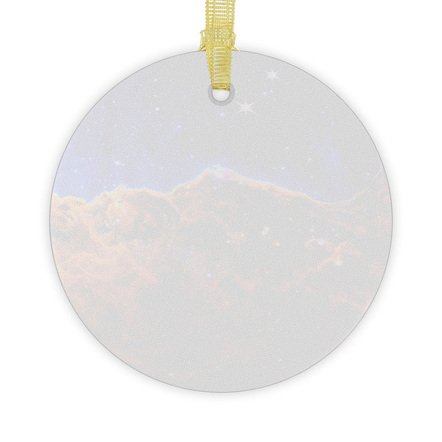 James Webb Carina Nebula Cosmic Cliffs glass Christmas ornament, space telescope image (view 2)