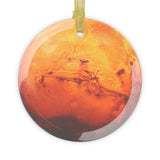 Mars glass Christmas ornament, solar system planet