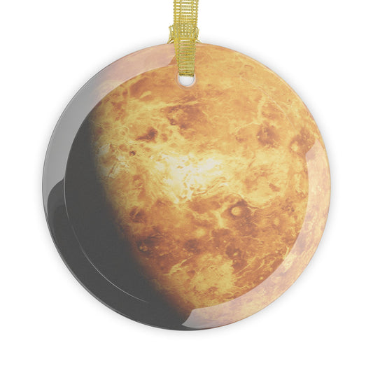Venus glass Christmas ornament, solar system planet