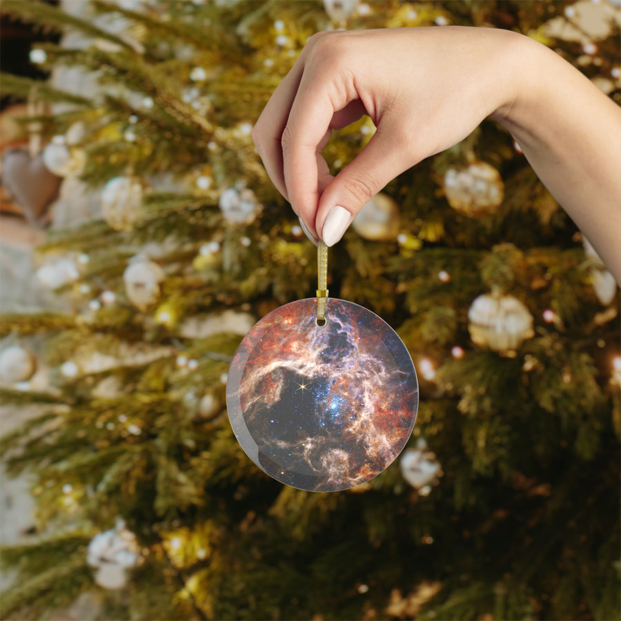 James Webb Tarantula Nebula glass Christmas ornament, space telescope image (view 4)