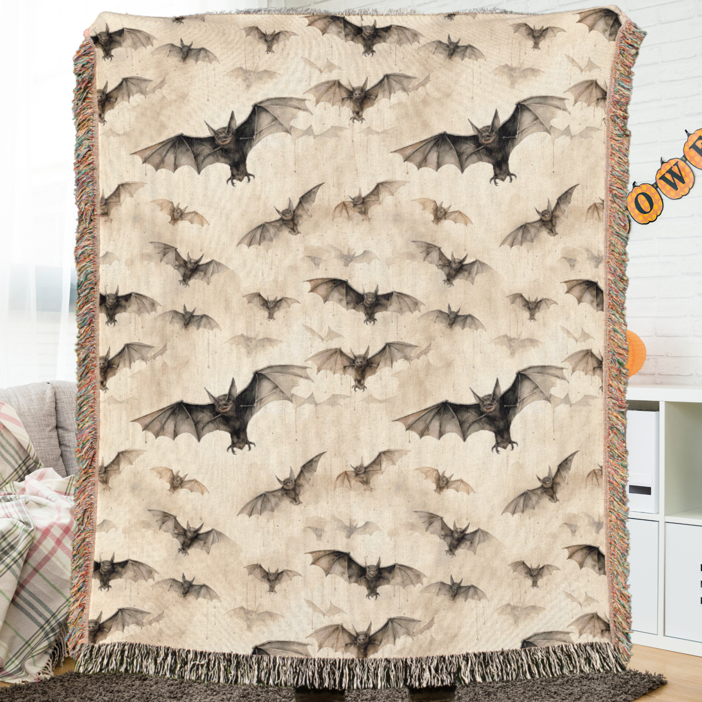 Bat Blanket Halloween Blanket Woven Tapestry