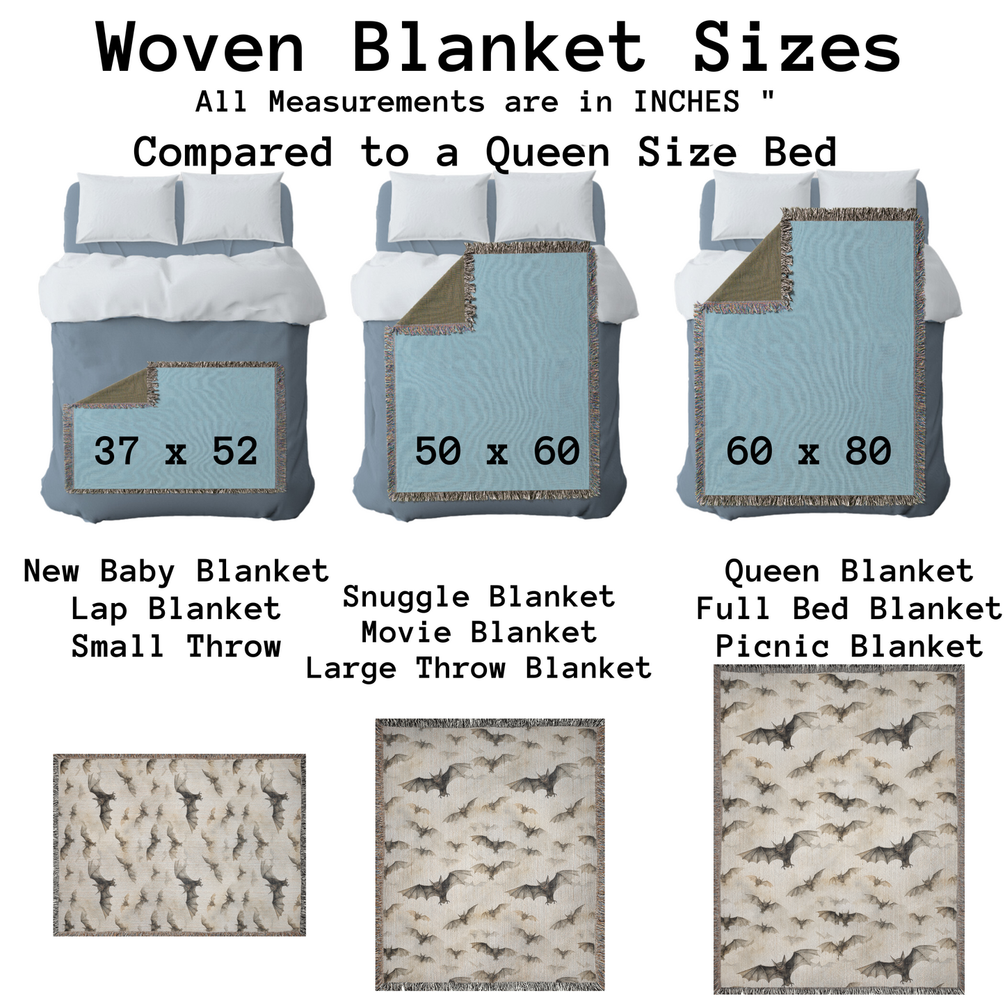Bat Blanket Halloween Blanket Woven Tapestry