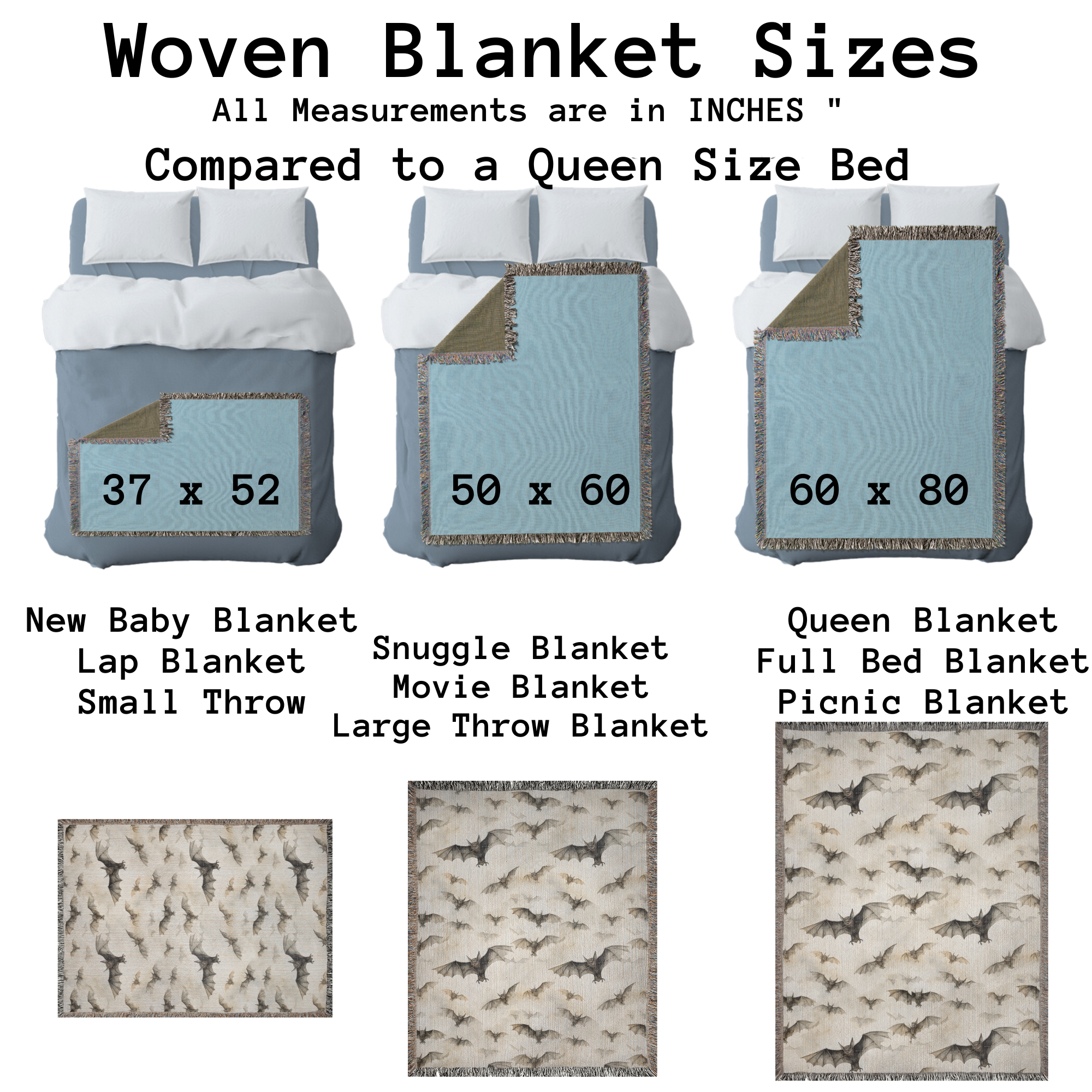 Bat Blanket Halloween Blanket Woven Tapestry