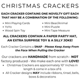 Handmade Christmas crackers with snaps fanned out to show the pattern